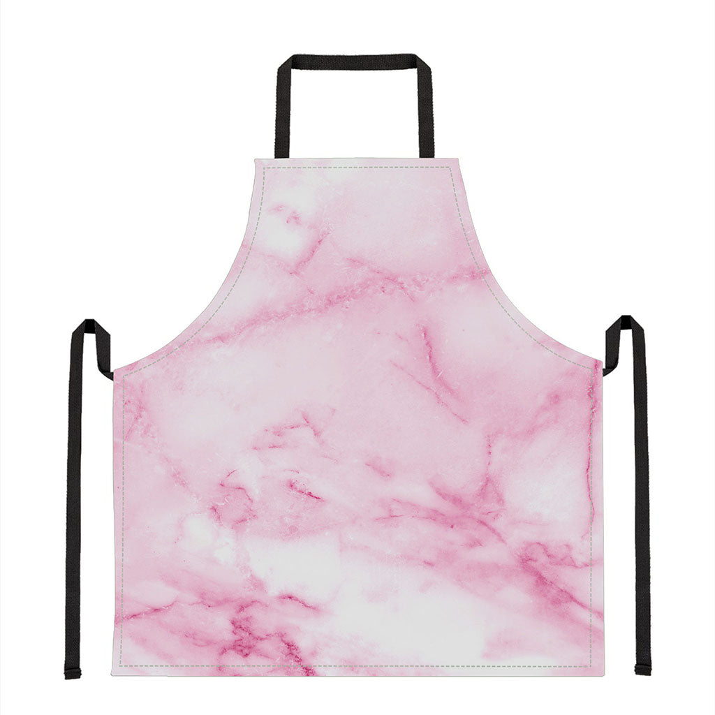 White Pink Marble Print Apron