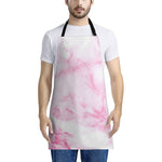 White Pink Marble Print Apron