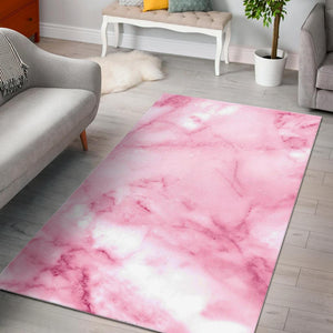 White Pink Marble Print Area Rug GearFrost