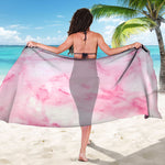 White Pink Marble Print Beach Sarong Wrap