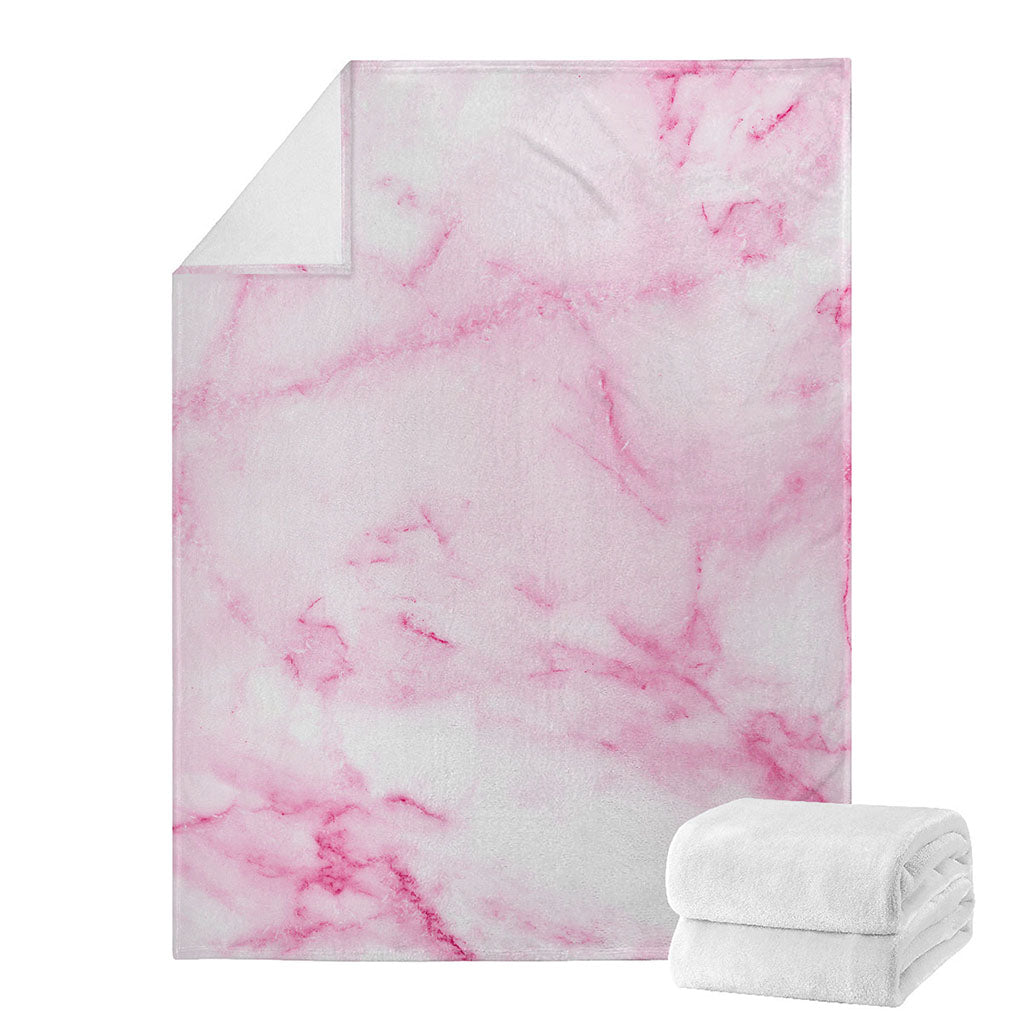 White Pink Marble Print Blanket