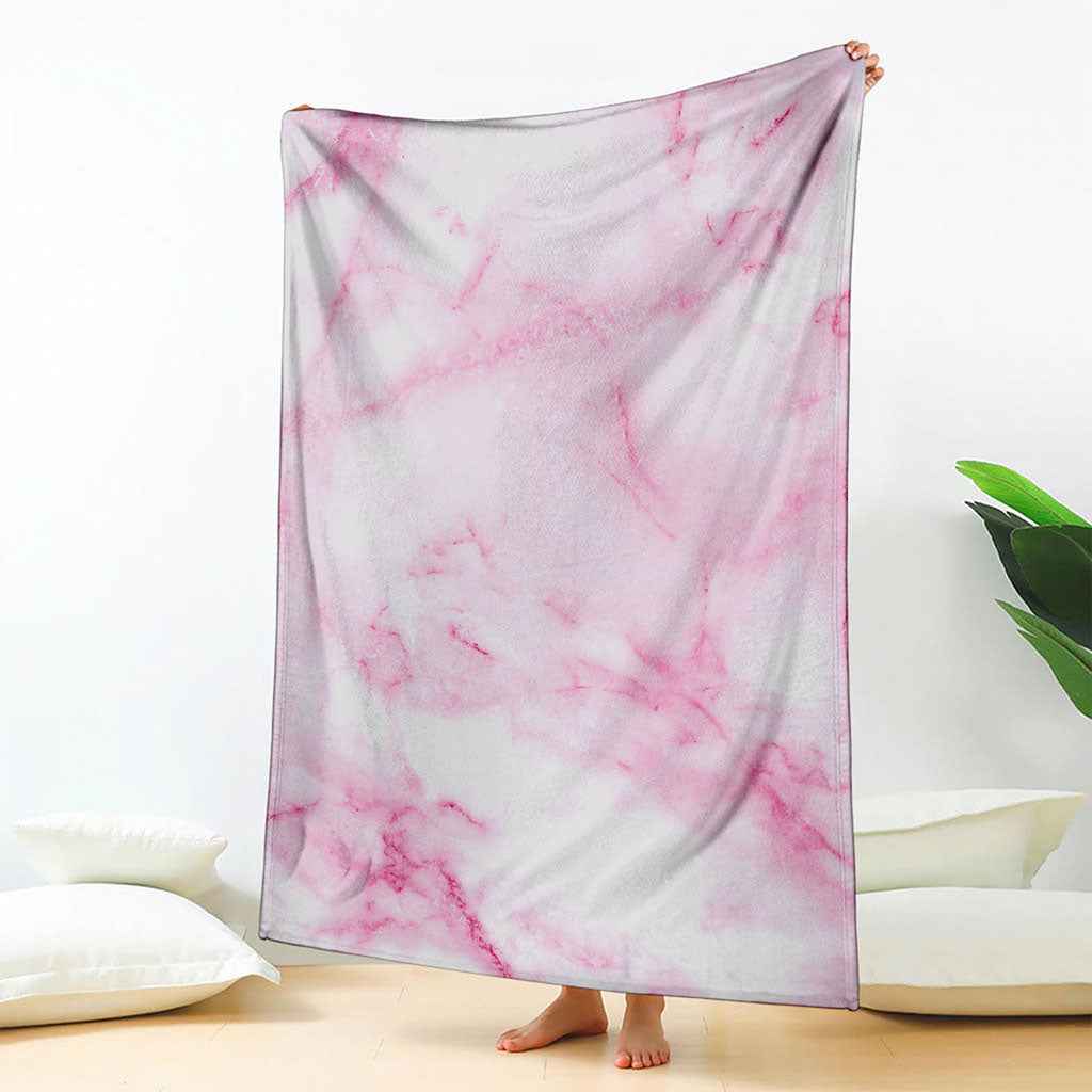 White Pink Marble Print Blanket