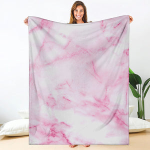 White Pink Marble Print Blanket