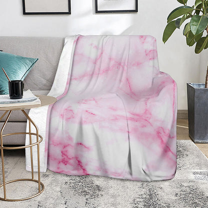 White Pink Marble Print Blanket