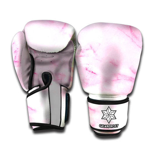 White Pink Marble Print Boxing Gloves