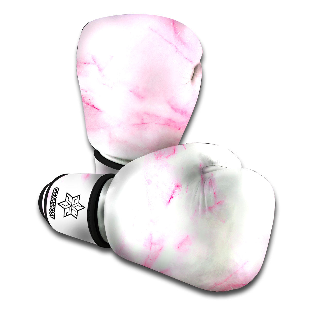 White Pink Marble Print Boxing Gloves