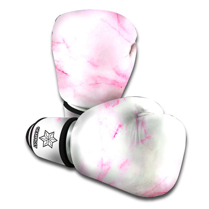 White Pink Marble Print Boxing Gloves