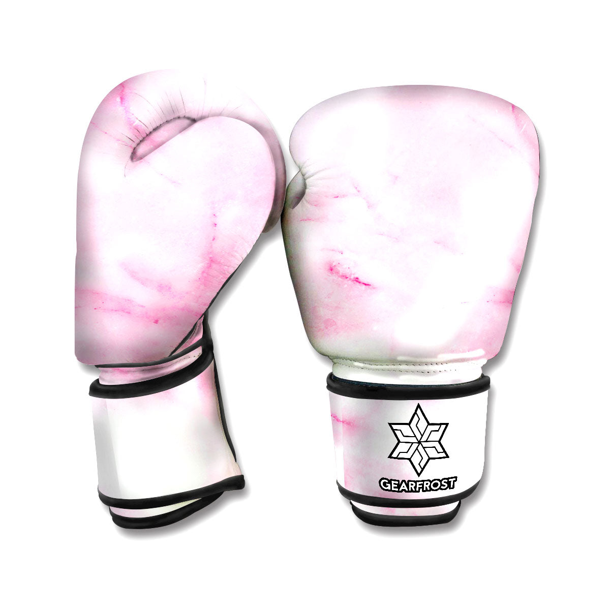 White Pink Marble Print Boxing Gloves