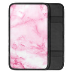 White Pink Marble Print Car Center Console Cover