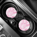 White Pink Marble Print Car Coasters