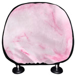 White Pink Marble Print Car Headrest Covers