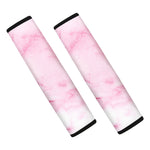 White Pink Marble Print Car Seat Belt Covers
