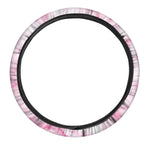 White Pink Marble Print Car Steering Wheel Cover