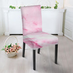 White Pink Marble Print Dining Chair Slipcover