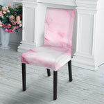 White Pink Marble Print Dining Chair Slipcover
