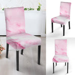 White Pink Marble Print Dining Chair Slipcover