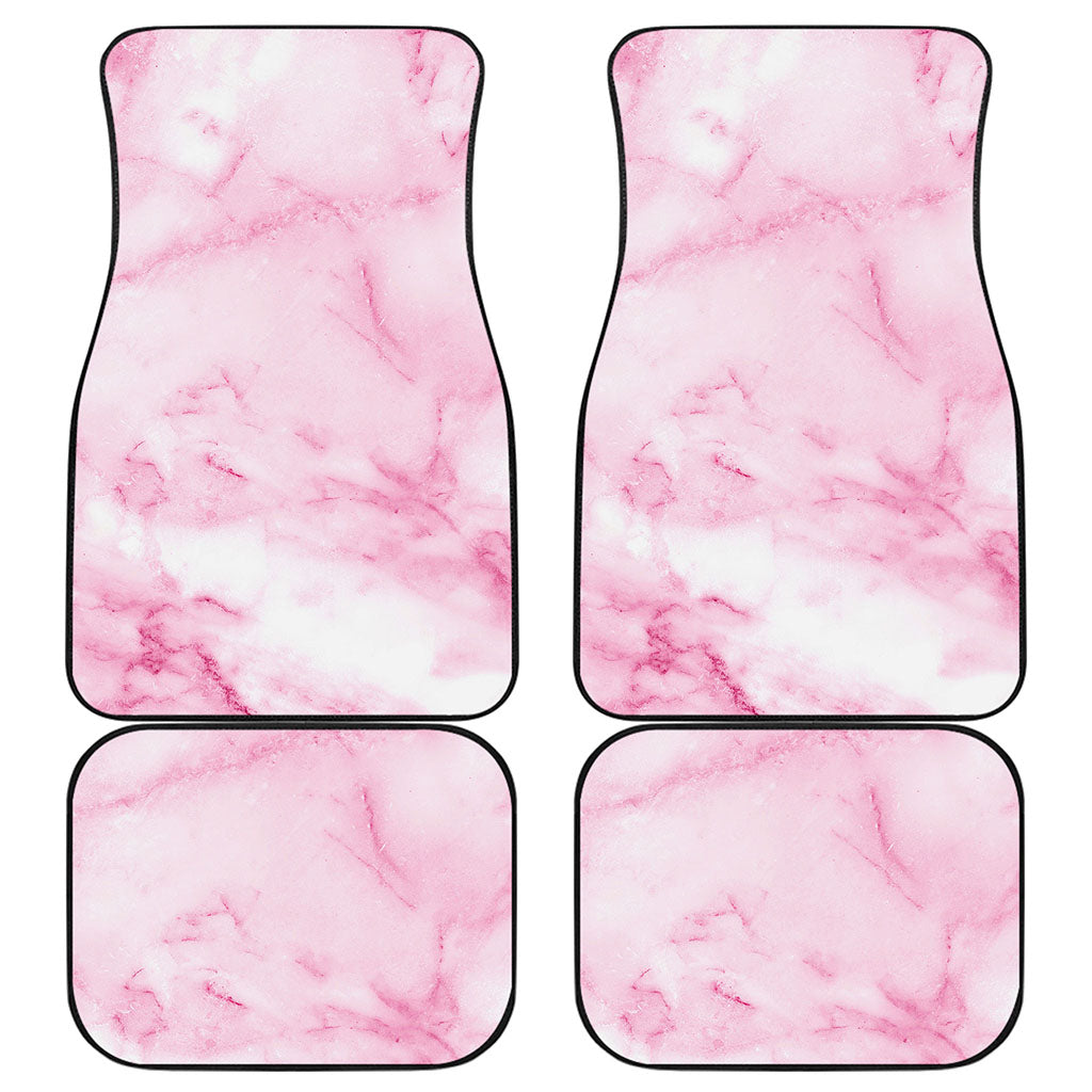 White Pink Marble Print Front and Back Car Floor Mats