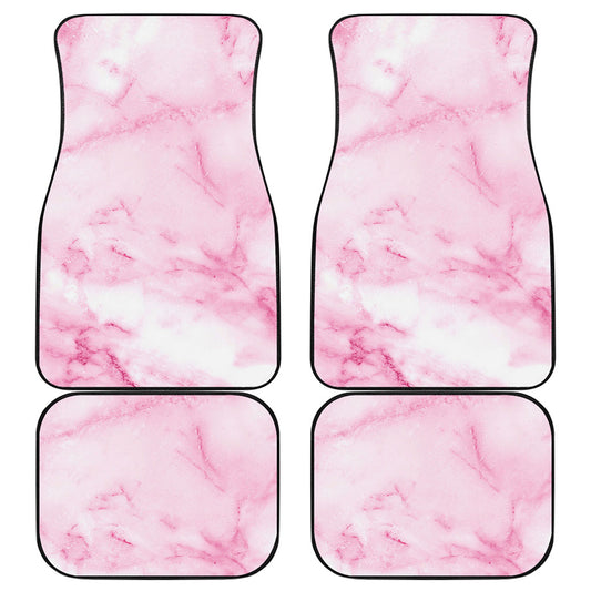 White Pink Marble Print Front and Back Car Floor Mats