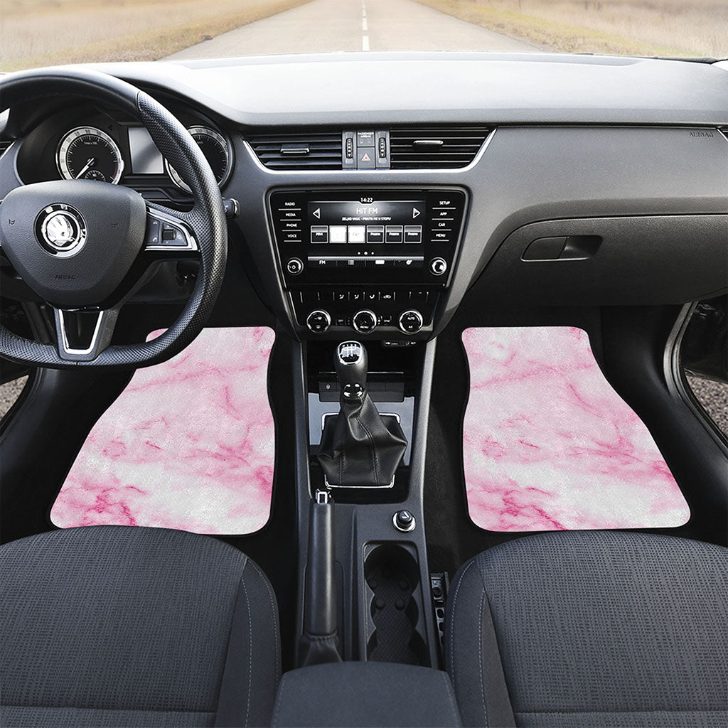 White Pink Marble Print Front and Back Car Floor Mats