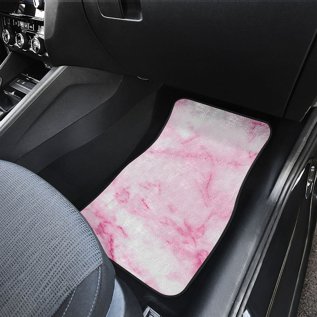 White Pink Marble Print Front and Back Car Floor Mats