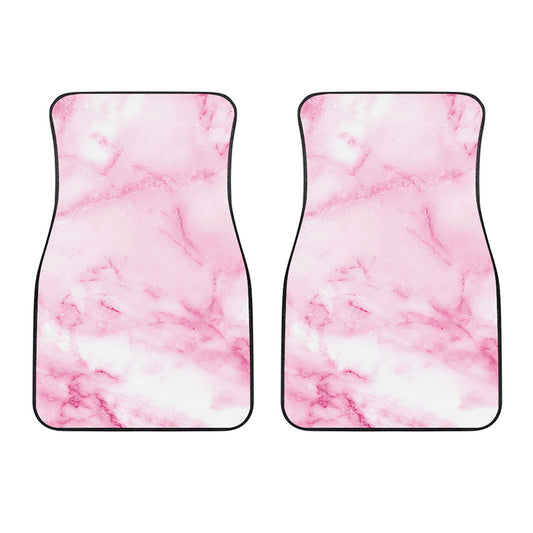 White Pink Marble Print Front Car Floor Mats
