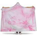 White Pink Marble Print Hooded Blanket