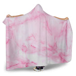 White Pink Marble Print Hooded Blanket