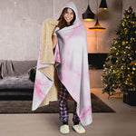 White Pink Marble Print Hooded Blanket