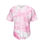 White Pink Marble Print Men's Baseball Jersey