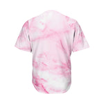 White Pink Marble Print Men's Baseball Jersey