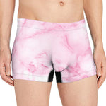 White Pink Marble Print Men's Boxer Briefs