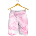 White Pink Marble Print Men's Shorts