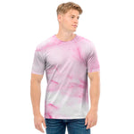 White Pink Marble Print Men's T-Shirt