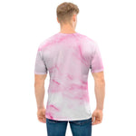 White Pink Marble Print Men's T-Shirt
