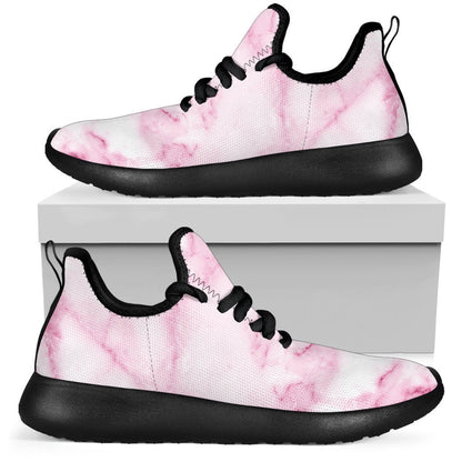 White Pink Marble Print Mesh Knit Shoes GearFrost
