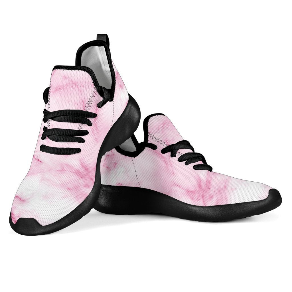 White Pink Marble Print Mesh Knit Shoes GearFrost