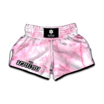 White Pink Marble Print Muay Thai Boxing Shorts