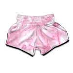 White Pink Marble Print Muay Thai Boxing Shorts
