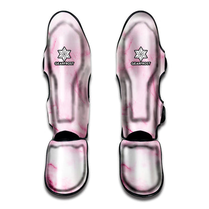 White Pink Marble Print Muay Thai Shin Guard