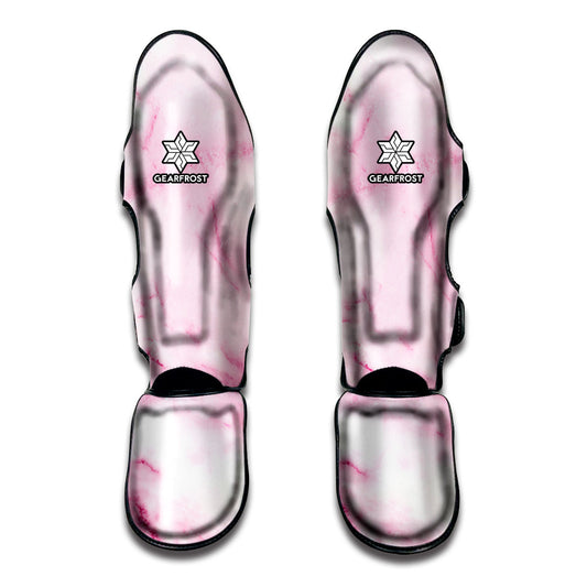 White Pink Marble Print Muay Thai Shin Guard
