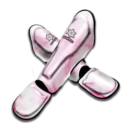 White Pink Marble Print Muay Thai Shin Guard
