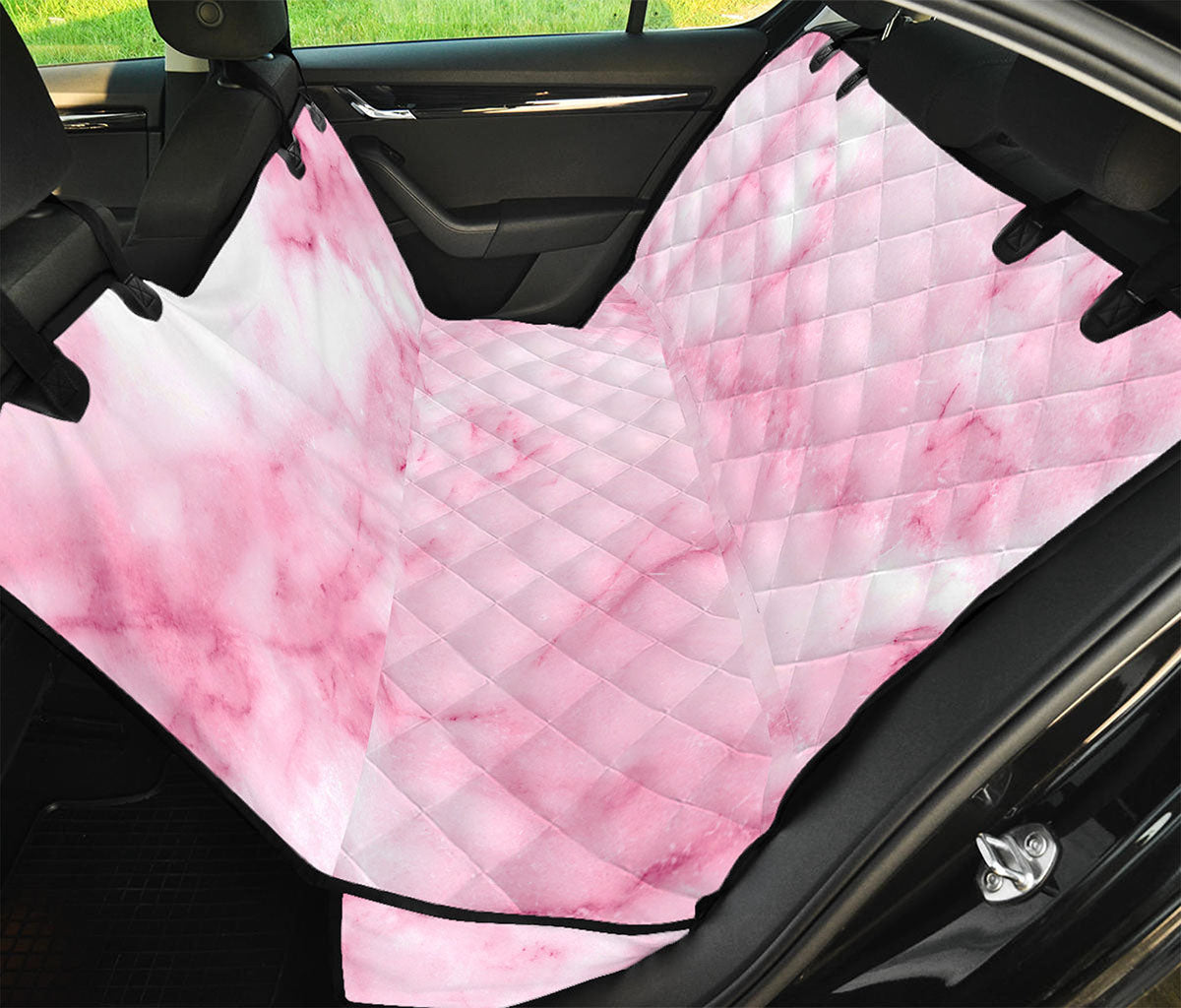 White Pink Marble Print Pet Car Back Seat Cover