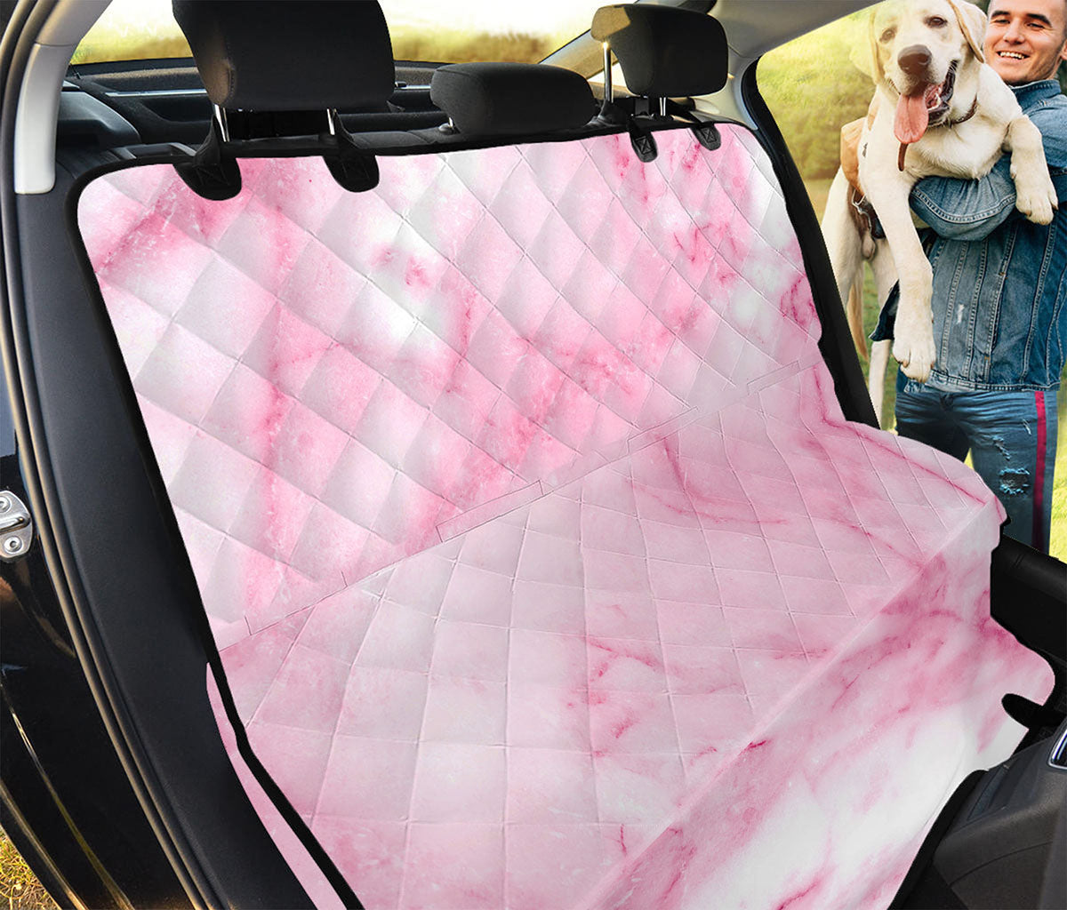 White Pink Marble Print Pet Car Back Seat Cover