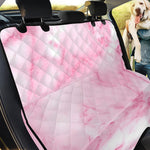 White Pink Marble Print Pet Car Back Seat Cover