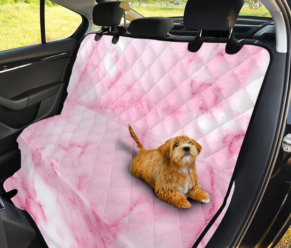 White Pink Marble Print Pet Car Back Seat Cover