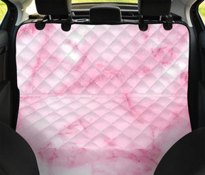 White Pink Marble Print Pet Car Back Seat Cover