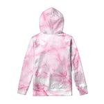 White Pink Marble Print Pullover Hoodie