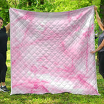 White Pink Marble Print Quilt