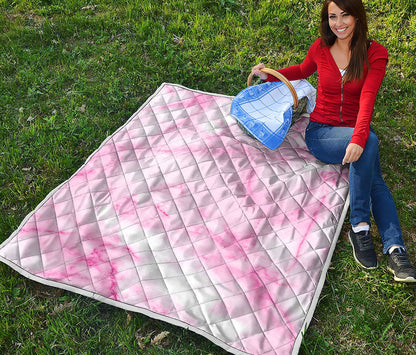 White Pink Marble Print Quilt
