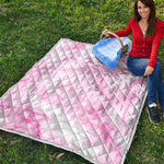 White Pink Marble Print Quilt